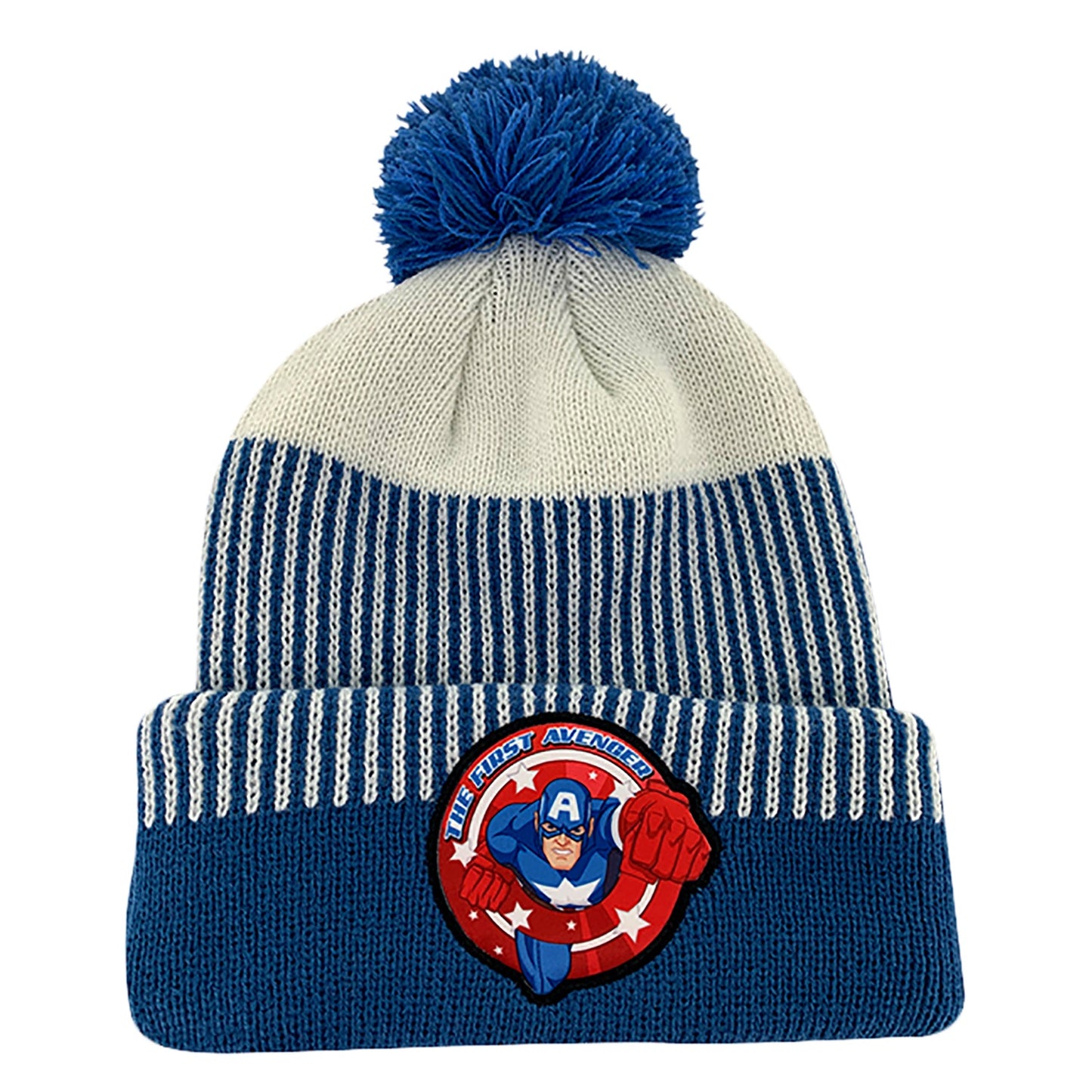 White and Blue Captain America Beanie Hat